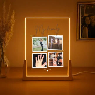 Family Lamp Gift – Personalized Lamp with 4 Photos