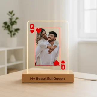 Special Lamp – Original Gift for Your Queen with Illuminated Wooden Base