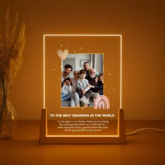 Personalized Grandma Lamp - Custom Gift with Photo and Dedication