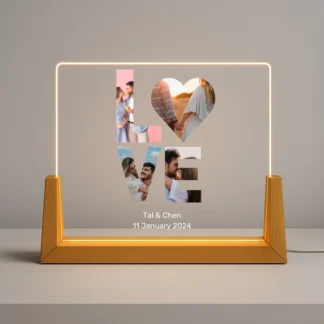 LOVE-Shaped Night Light with 4 Photos - Landscape Design