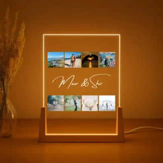 Personalized Home Decor Gift - Custom Lamp with 8 Photos and Names